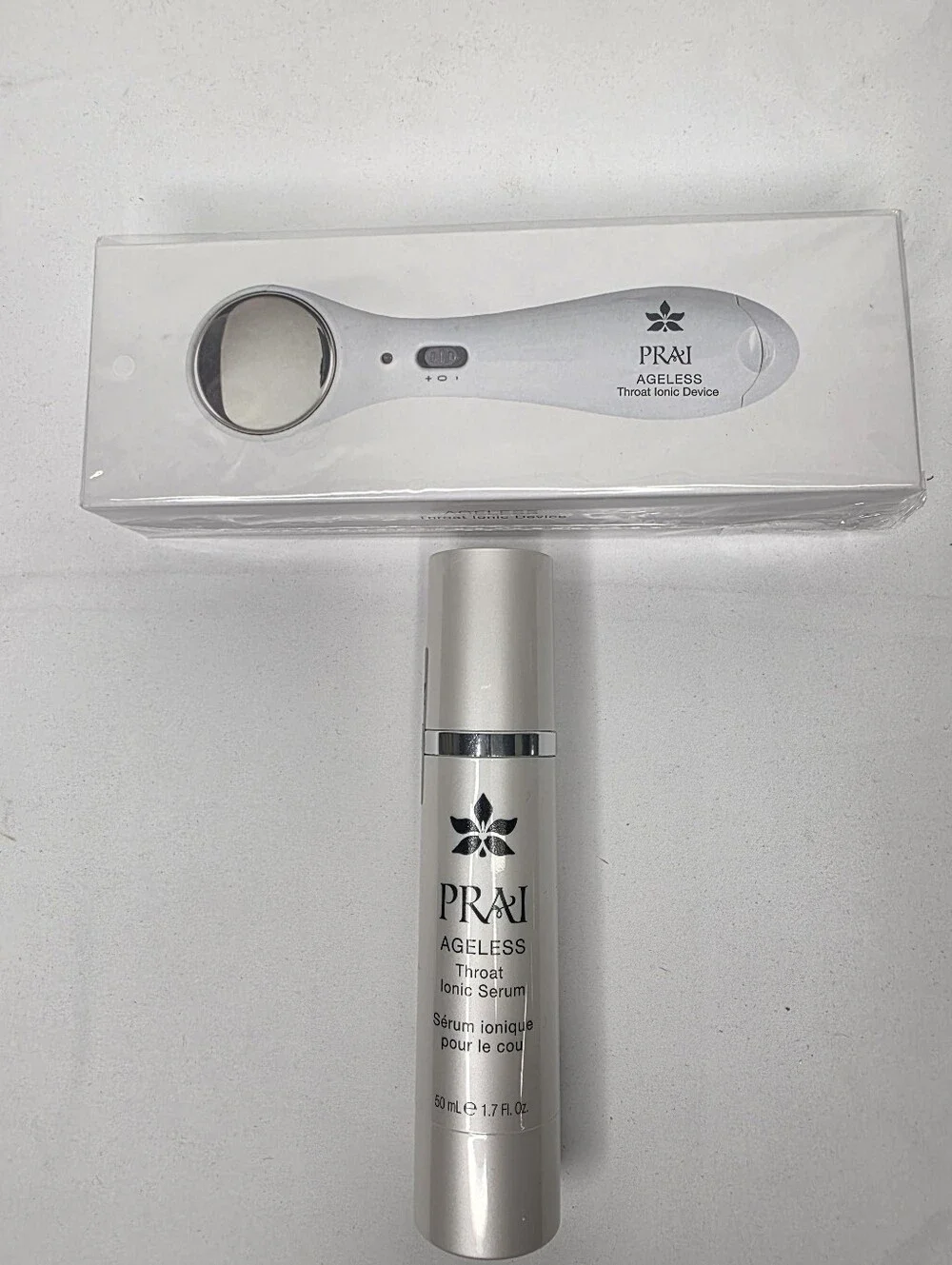PRAI Ageless Throat Ionic Device & Serum System NIB